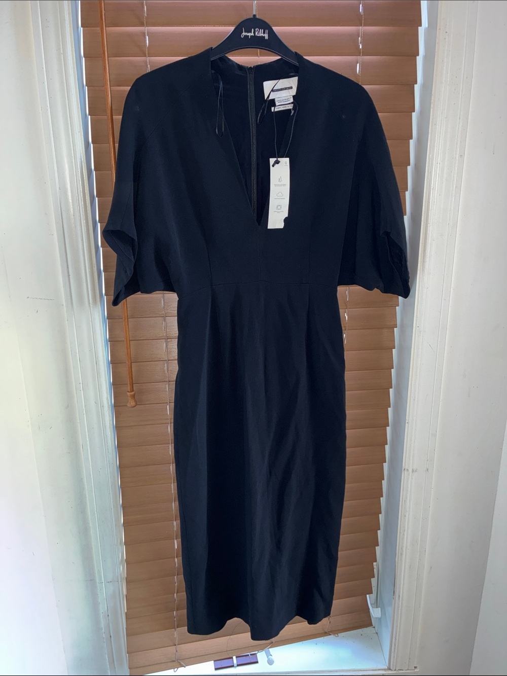 Zara X Narcisco Rodriguez Collection Midi Dress with V-Neck and Dolman Sleeves